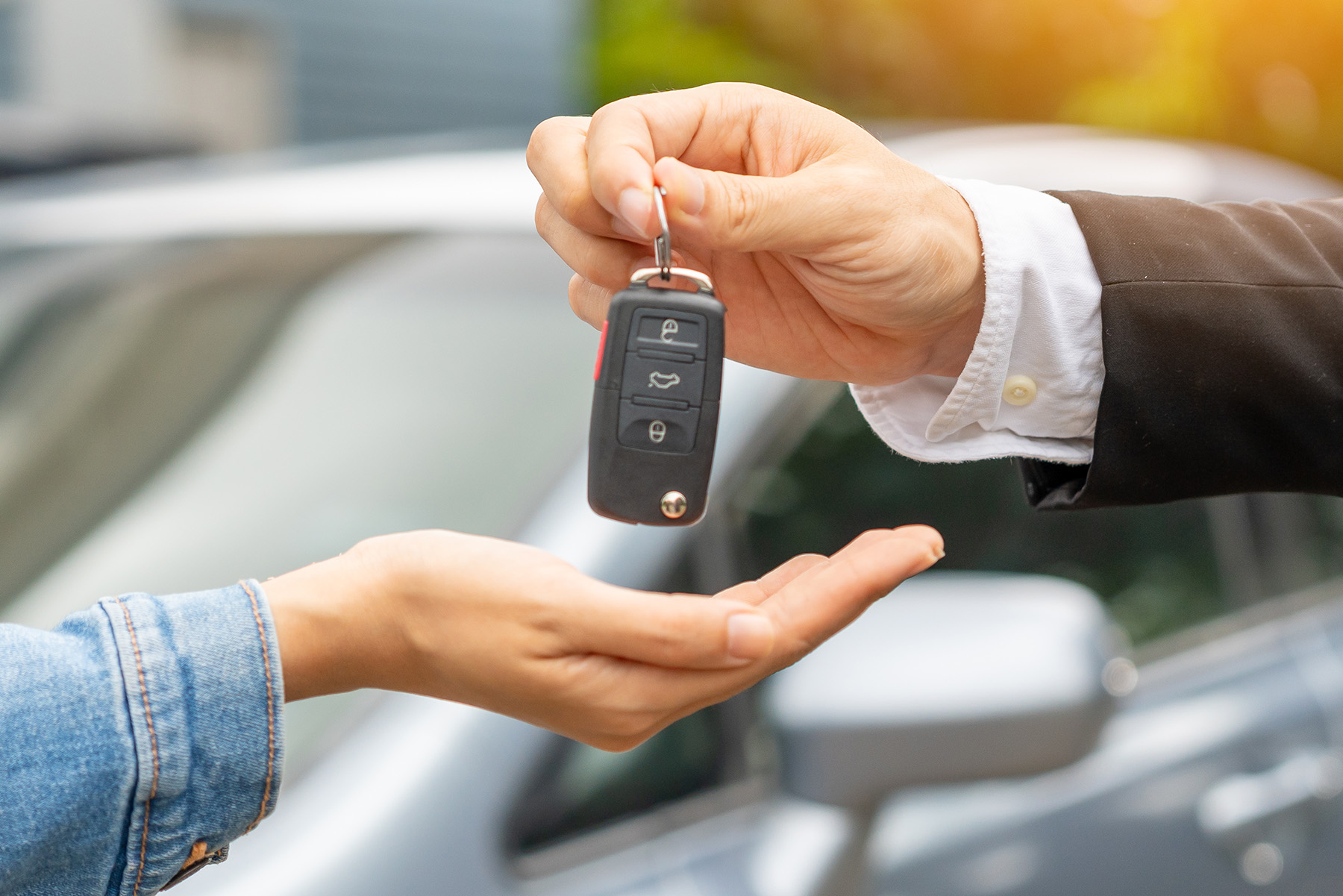 Handing over the keys to a purchased vehicle