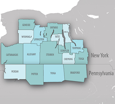 A map of the counties that we cover